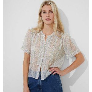 French Connection Doria Crinkle Ruffle Front Top